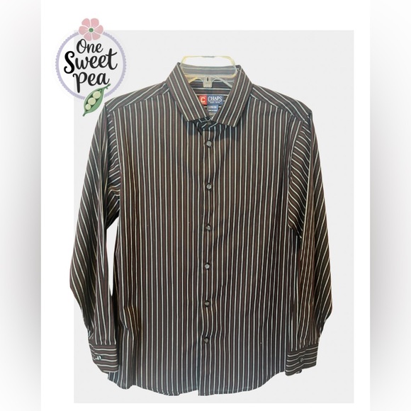 Chaps Men's Black Striped Button Down Shirt - Picture 1 of 6